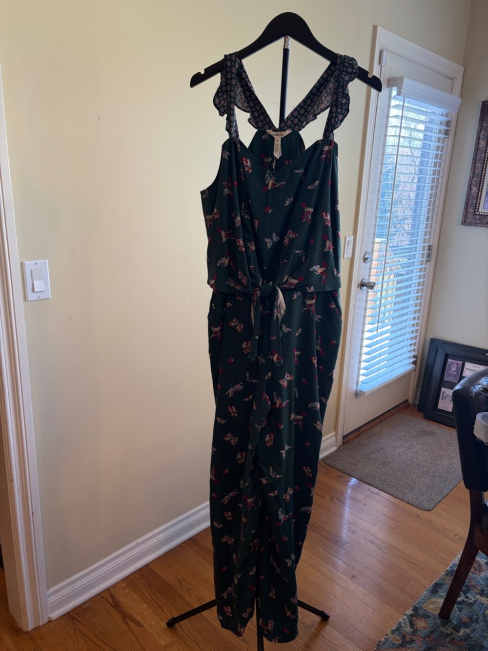 Matilda Jane Dark Green Floral Jumpsuit with Patterned Straps